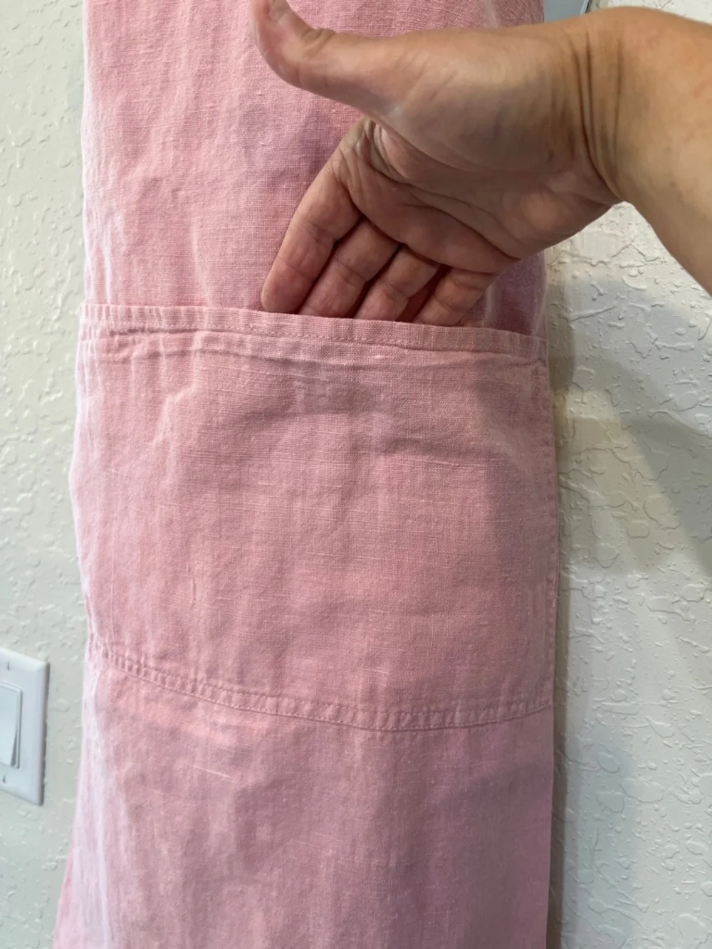 Williams Sonoma Dusty Rose Linen Apron with LOVE Embroidery